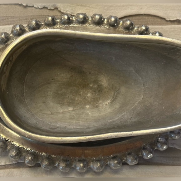 Silver Gravy Boat and Tray with Beaded Trim Biltmore Estate Serve Ware Vintage - Picture 3 of 10